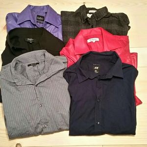Lot of 6 Men's M Medium Dress Shirts Long Sleeve